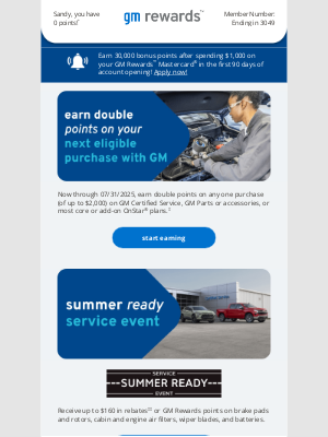 Chevrolet - Sandy, earn double points on your next eligible purchase with GM!