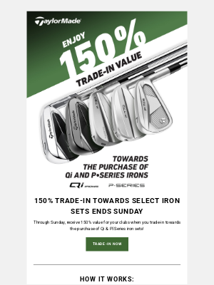 TaylorMade Golf - Ends Sunday: 150% Trade-In Towards Select Iron Sets