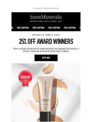Bare Minerals (United Kingdom) - 25% OFF award-winning beauty? 🏆