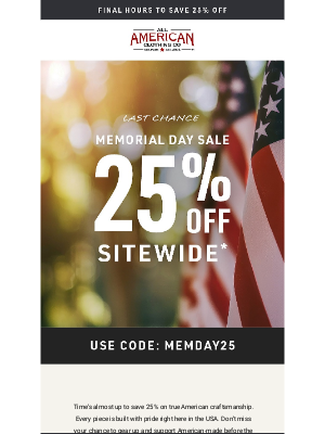 allamericanclothing - Final Hours to Save 25%! ⏳