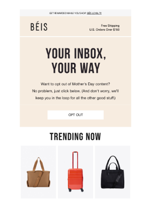 BEIS - Want to opt-out of Mother's Day?