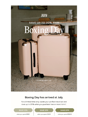 July - Boxing Day has landed.