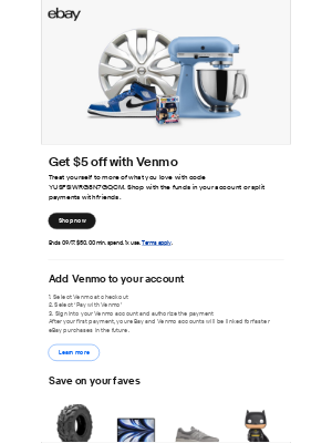 eBay - Check out with Venmo and get $5 off