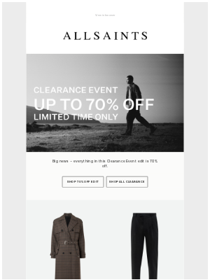 ALLSAINTS (United Kingdom) - Clearance Event: 70% Off Edit