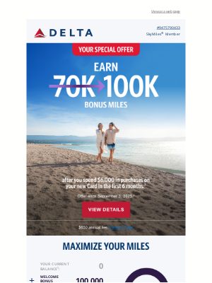 Delta Air Lines - Charles, Unlock Your Special 100K Bonus Miles Offer​