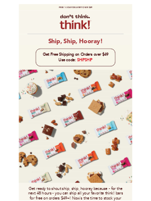 Ready, set, shop! 48hrs of free shipping starts now