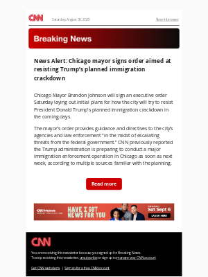 CNN - News Alert: Chicago mayor signs order aimed at resisting Trump’s planned immigration crackdown