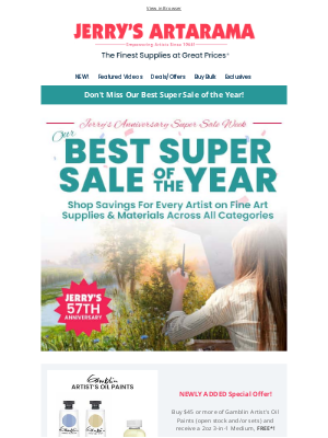 Jerry's Artarama - Don't Miss BIG Savings for Jerry's 57th Anniversary! ⭐