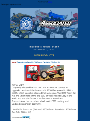 Team Associated - Team Associated Insider’s Newsletter, December 2, 2024