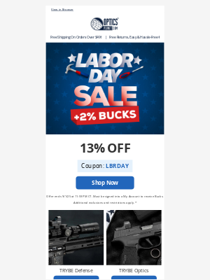 OpticsPlanet - 13% OFF – Labor Day Savings