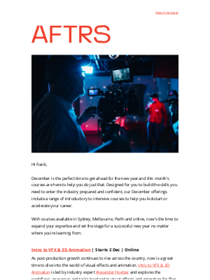 AUSTRALIAN FILM TELEVISION AND RADIO SCHOOL (Australia) - Be industry-ready for the new year with AFTRS’ specialised training