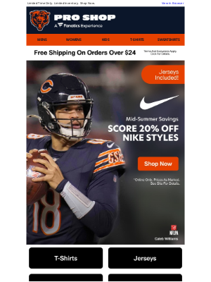 Chicago Bears - 20% Off Nike Mid-Summer Sale Starts NOW!