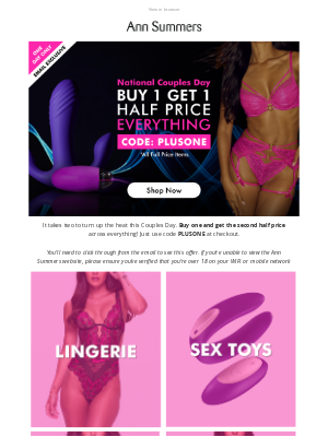 Ann Summers - Buy 1 Get 1 Half Price..EVERYTHING!😍