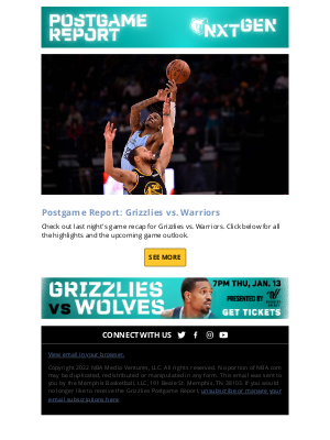 Memphis Grizzlies - Grizzlies vs. Warriors Postgame Report