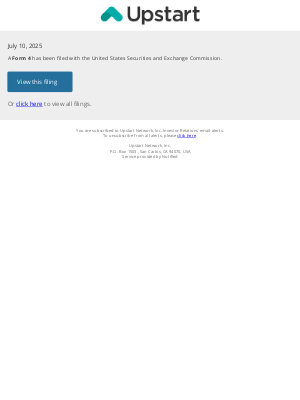 Upstart - New Form 4 for Upstart Network, Inc.