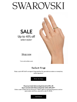 Swarovski - Discover up to 40% off select styles*
