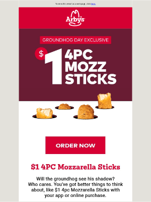 Arby's - Enjoy $1 4pc Mozzarella Sticks