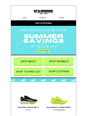 Up & Running (United Kingdom) - SUMMER SAVINGS - Bank Holiday Deals Are Calling...
