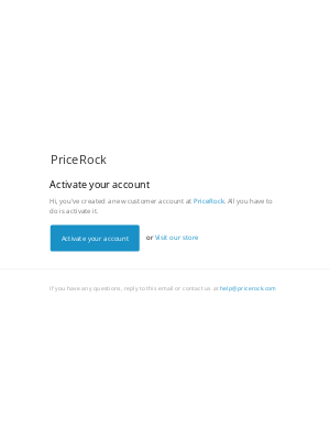 pricerock - Customer account activation