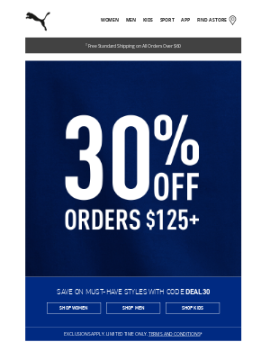 PUMA USA - Ends Soon: 30% Off $125+