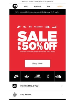 JD Sports Fashion (United Kingdom) - UP TO 50% OFF - Sale Has Landed 🎅