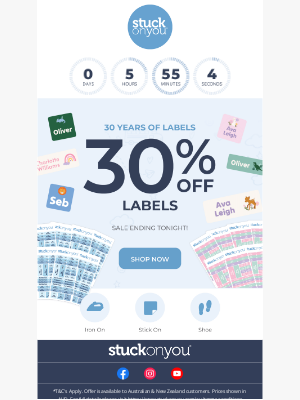 Stuck on You - 30% OFF Labels! Ends Tonight! 😮