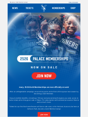 Crystal Palace Football Club (United Kingdom) - 👑 25/26 Gold Memberships are NOW ON SALE! 🎟️