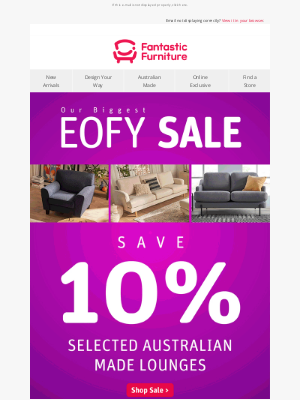 Fantastic Furniture (Australia) - Save 10% Off Selected Australian Made Lounges