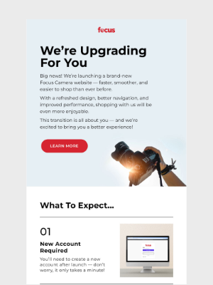 Focus Camera - Big News: We’re upgrading for you