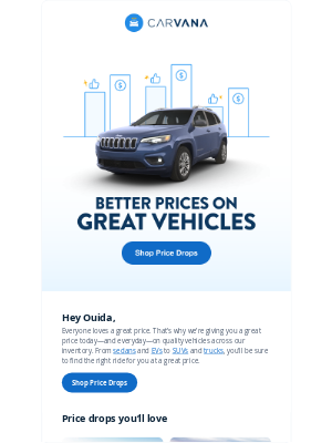 Carvana - Exciting price drops, Ouida! 🎉