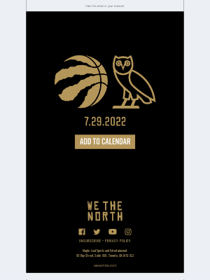 Toronto Raptors - Raptors x OVO® Capsule Collection Dropping 07.29.22