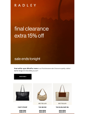 Radley (United Kingdom) - Incredible sale savings end TONIGHT