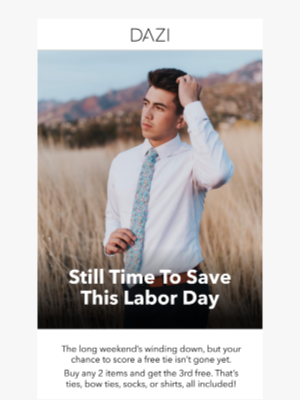 DAZI - Still Time to Grab Your Free Tie