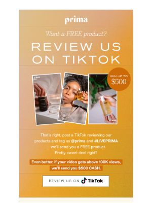 Prima - 🏆 Win $500 by reviewing your favorite Prima product on Tik Tok! 🏆