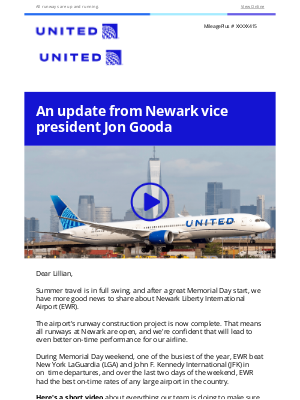 United Airlines - Good news at Newark