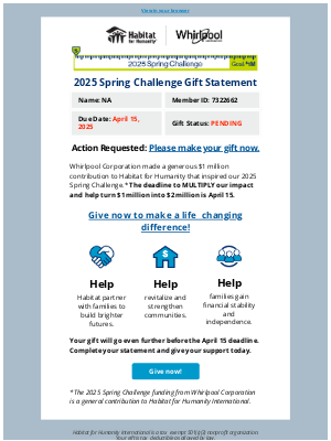 Habitat for Humanity - Statement enclosed