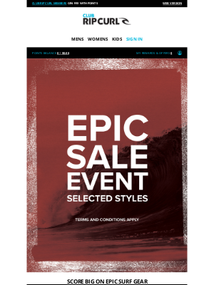 Rip Curl - The Epic Sale Event Is On!