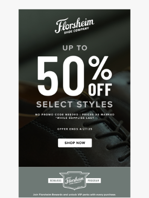 Florsheim Shoes - Doorbuster Deal: Up to 50% Off