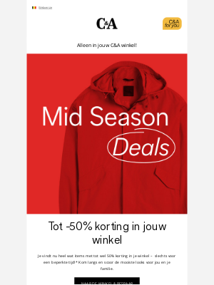 C&A (Belgium) - Tot -50% korting op geselecteerde items