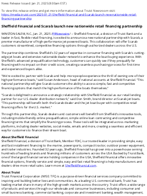 Sheffield Financial and Scarab launch new nationwide retail financing partnership