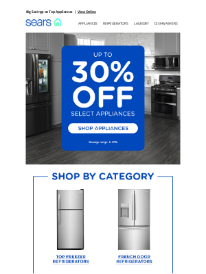 Sears - Up To 30% Off Select Appliances For Your Home Upgrade