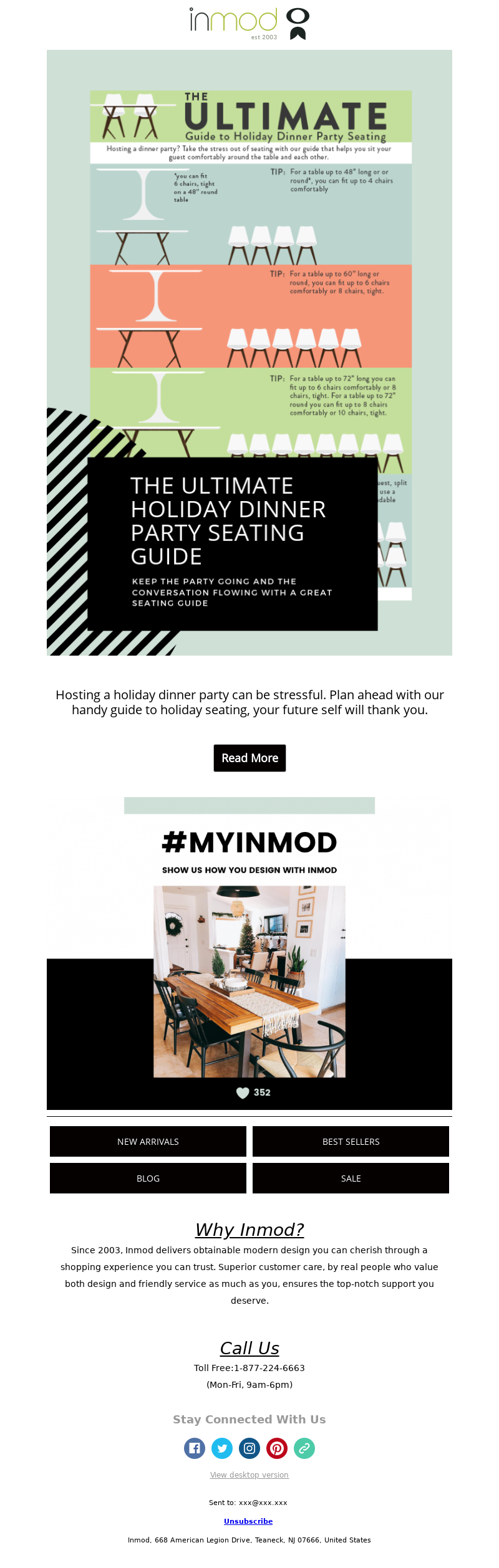 Email example for Christmas sent by INMOD