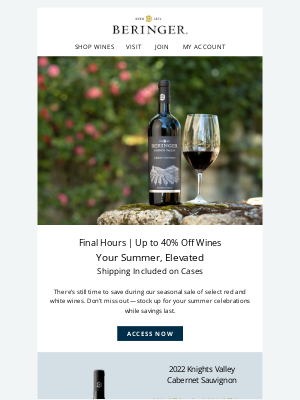 Beringer - Final Hours | Access Wines for Summer