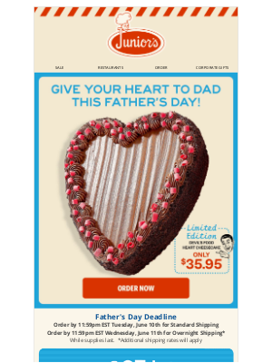 Junior's Restaurant & Cheesecake - This Father’s Day, Go Big. Go Cheesecake