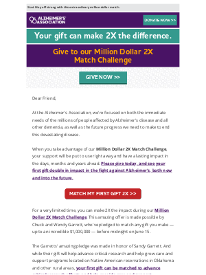 Alzheimer’s Association - Make twice the difference for people living with Alzheimer's 💜💜