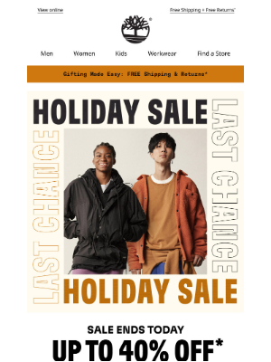 Timberland - LAST CHANCE to shop our Holiday Sale!