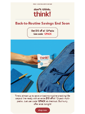thinkThin - Last call for back-to-routine savings!