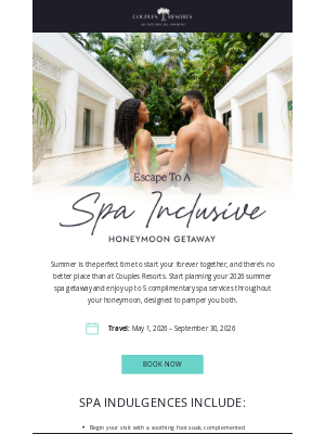 Couples Resorts - Spa Inclusive Honeymoon Getaway - Summer 2026