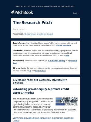 PitchBook Data - The dog days of private markets