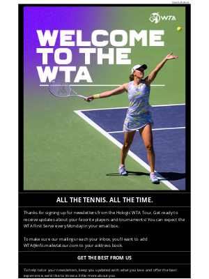 WTA - 🎾 You're In! Welcome to the Hologic WTA Tour